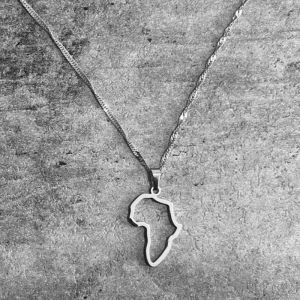 Africa outline in silver